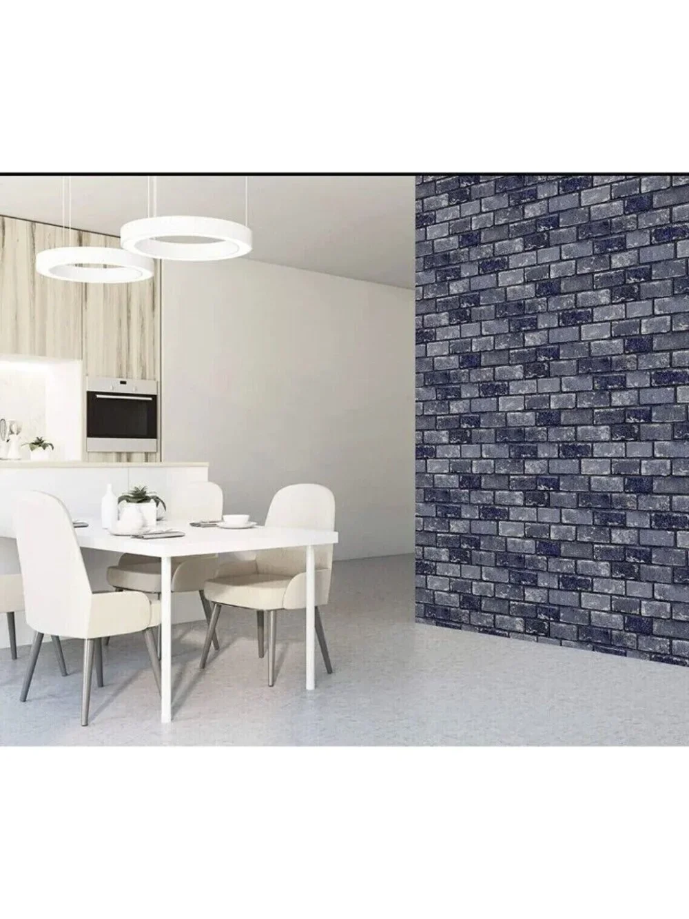Arthouse Blue Brick Wallpaper Peel & Stick - Self-Adhesive, Set of 5 New